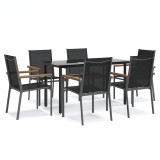 Cumpara ieftin Set mobilier de gradina, 7 piese, negru, textilena si otel