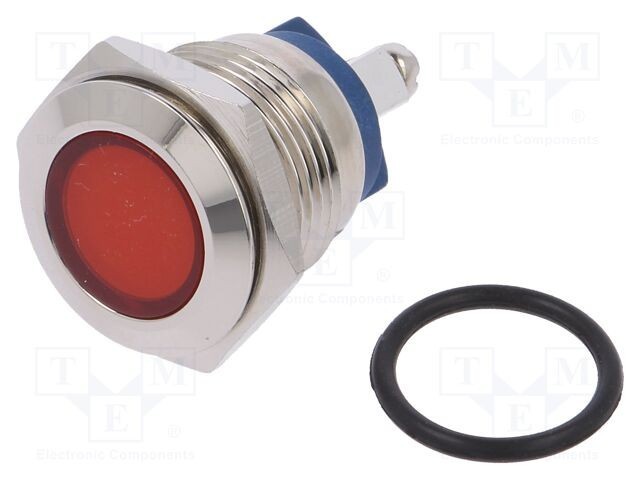 Lampă de control LED roșie 12V &Oslash;16mm cu șurub NINIGI