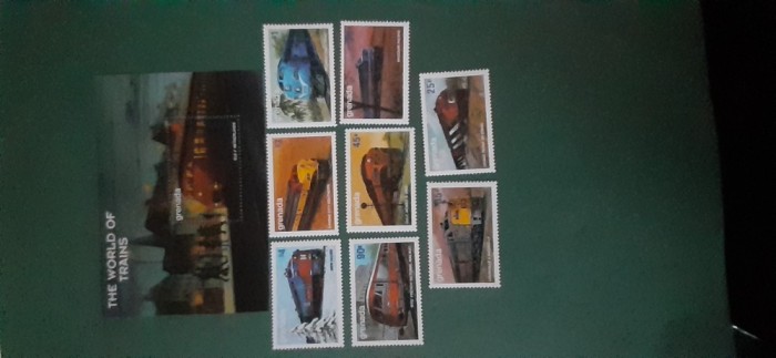 Grenada-Transport,locomotive,trenuri-serie completa si colita,nestampilate MNH (T3)