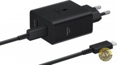Incarcator Retea Cu Cablu USB-C Samsung 50W 3A 2 x USB-C Negru EP-T5020XBEGEU