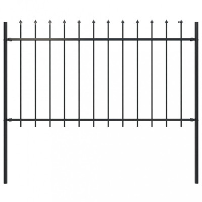 vidaXL Gard de grădină cu v&amp;acirc;rf ascuțit, negru, 1,7 m, oțel foto
