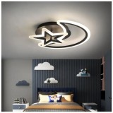 Lustra LED cu telecomanda LUNA SI STEA, 78W, 2 Elemente, lumina Rece/Calda/Neutra, Dimabila, Negru, Alessandro DESIGN