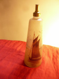 Sticla veche parfum -sticla stratificata pictata , semnata A.Ducobv - h=17 ,d.=6
