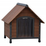 @Pet Cusca de caine cu clapete de plastic Rustique maro 88x78x80 cm GartenMobel Dekor, vidaXL