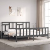 VidaXL Cadru pat cu tăblie 200x200 cm, gri, lemn masiv