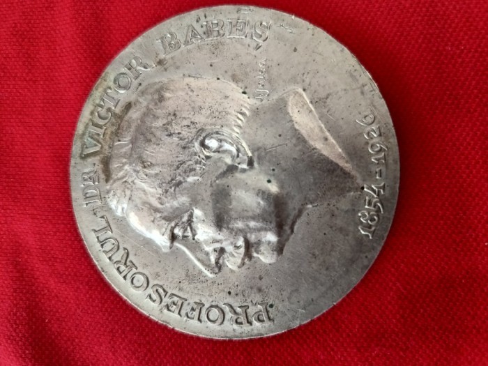 medalie bronz argintat PROFESORUL DR. VICTOR BABES .Congresul de Patologie ,anul 1962 .
