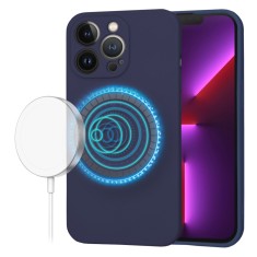 Husa silicon iPhone 13 Pro Techsuit SoftFlex MagSafe, bleumarin foto