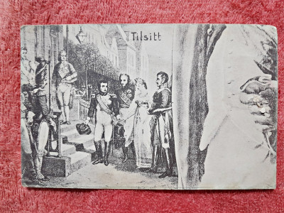 Carte postala, desen Napoleon la Tilsitt foto