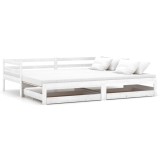Cumpara ieftin Pat extensibil de zi, 2x(90x200) cm, alb, lemn masiv de pin