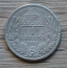 Moneda argint 1 korona 1915 foto