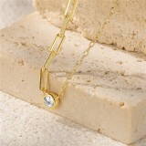 Cumpara ieftin Colier Aesthetic , zHalf Half, din Argint , Zale Rectangulare E i Cristal