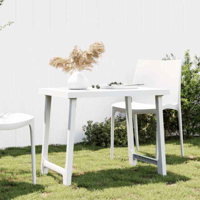 Masa pentru camping, alb, 79x56x64 cm, PP aspect lemn GartenMobel Dekor