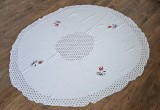 FATA DE MASA CIRCULARA MARE VINTAGE DIN MATERIAL SINTETIC CU MODEL CUSUT MANUAL