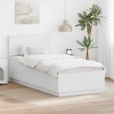 Cumpara ieftin Cadru de pat cu headboard Alb 90 x 200 cm Lemn prelucrat