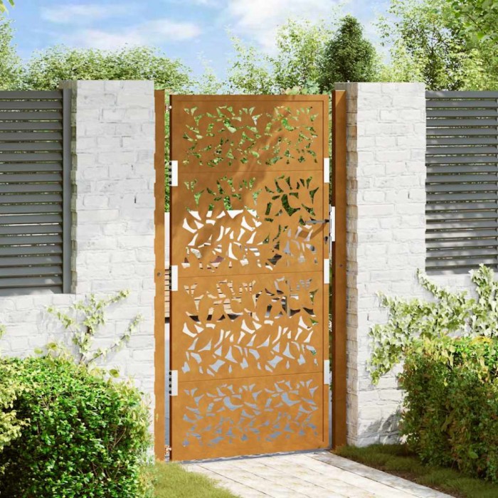 Gossi poarta gradina design cu frunze otel rezistente la intemperii