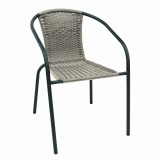 Scaun de Gradina Mirpol Hercules Gri, Otel, Poliratan, Ergonomic, Cu Cotiere, Rezistent Intemperii