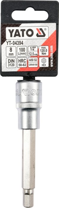 Bit hexagonal 8 mm cu adaptor 1/2 lungime 100 mm YATO
