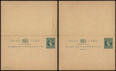 Grenada - Postal History Rare Old Postcard + Reply UNUSED DB.206 foto