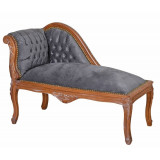 Sofa din lemn mahon cu tapiterie gri soarece CAT508G19, Paturi si seturi dormitor, Baroc