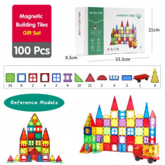 Set de constructie magnetic 3D - 100 piese PlayLearn Toys