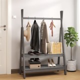vidaXL Suport pentru haine, gri, 100x45,5x150 cm, lemn masiv de pin