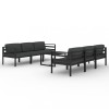 Set mobilier de gradina cu perne, 7 piese, antracit, aluminiu