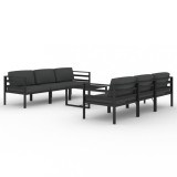 Set mobilier de gradina cu perne, 7 piese, antracit, aluminiu