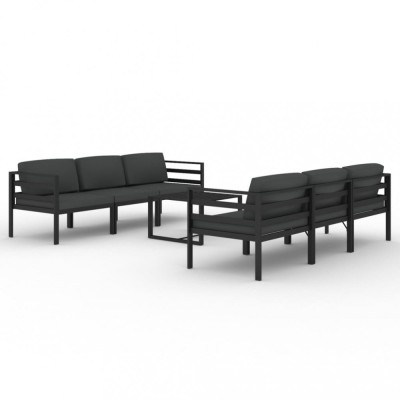 Set mobilier de gradina cu perne, 7 piese, antracit, aluminiu foto