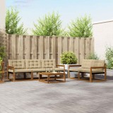 Cumpara ieftin Set de canapele de exterior 6 buc. 5-Locuri Natural si Bej