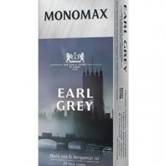 Cutie ceai cu 25 pliculețe Monomax - Earl Grey: ceai negru cu ulei de bergamotă 50 g