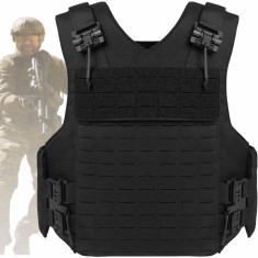 Vesta tactica reglabila Linovit&reg;, Impermeabila, Sistem MOLLE, Buzunare modulare, Suport pentru placi balistice, pentru Airsoft, Paintball, Vanatoare s