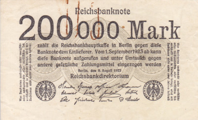 GERMANIA 200.000 marci 1923 VF+++!!! foto