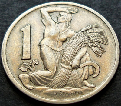 Moneda istorica 1 COROANA - CEHOSLOVACIA, anul 1922 * cod 2139 B foto