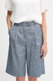 Sisley pantaloni scurți din in melanj, high waist, 4MNUL901J