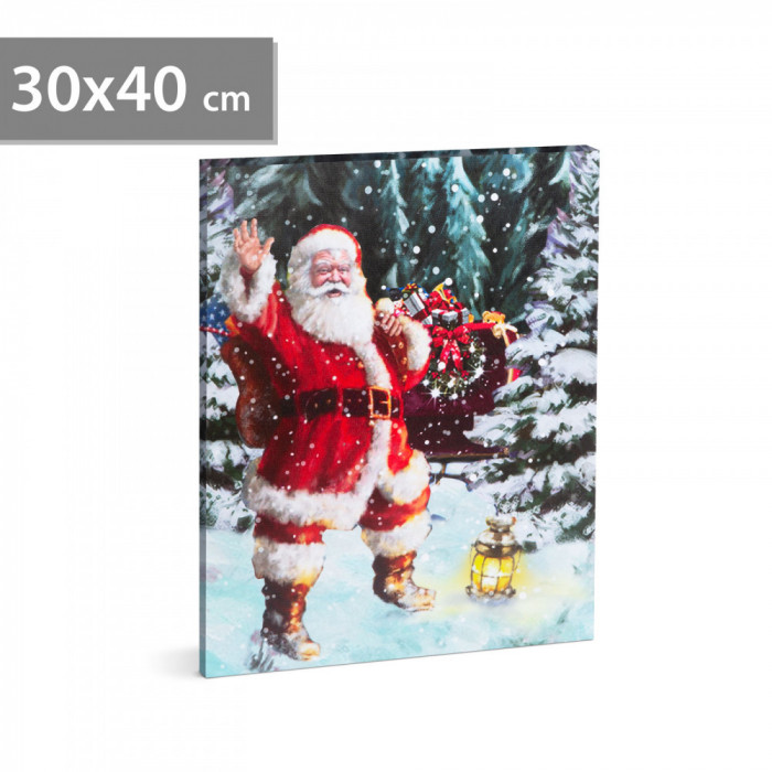 Tablou de Crăciun - LED - cu agățătoare, 2 baterii AA - 30 x 40 cm (58465) 58465