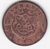 Moneda Romania 2 Bani 1879, Carol I, Argint, Numismatica