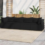 Cumpara ieftin Set mobilier relaxare grădină 4 piese cu perne poliratan negru