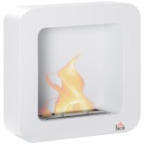 Semineu cu bioetanol de perete, incalzitor din metal, ardere de 2,5 ore, Acoperire 20m&sup2; cu rezervor de 1 l, 48x18x48cm alb HOMCOM | Aosom RO