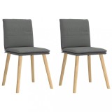 Set 2 Scaune Sufragerie Gri Inchis vidaXL, Material Textil, Lemn Masiv, Confortabile, 45x54x86 cm