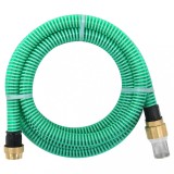 VidaXL Furtun de aspirație cu racorduri din alamă, verde 1,1&quot; 5 m, PVC