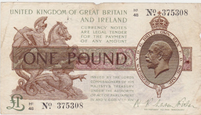 Regatul Unit Marea Britanie si Irlanda Anglia 1 pound lira ND (1928) F foto