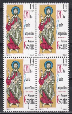 Spania 1982 - Anul Sf&amp;acirc;nt - Compostela, Bloc de 4, MNH foto