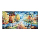 Tablou pictat manual dormitor, living, Plimbare in doi, 120x60cm ulei in cutit efect 3D, Magistral, gata de expus pe perete