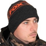 Caciula Fox Collection Beanie Hat Black &amp; Orange