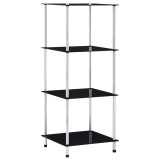 Cumpara ieftin Raft cu 4 niveluri, negru, 40 x 40 x 100 cm, sticla securizata