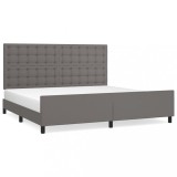 Cumpara ieftin Cadru de pat cu tablie, gri, 200x200 cm, piele ecologica