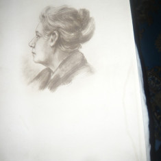 Litografie - Portret de femeie , dim.= 29,5x38cm , nesemnat ,cartonat