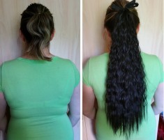 Extensie Coada par sintetic in valuri, ondulat, NEGRU, BRUNET, 61 cm foto