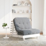 Cumpara ieftin Canapea futon cu saltea, alb, 80x206x11 cm, lemn masiv de pin