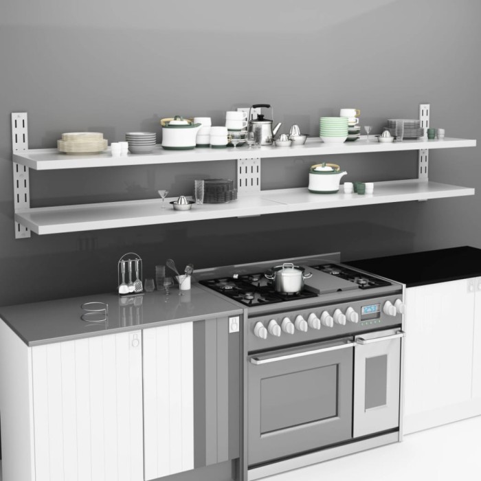 vidaXL Rafturi suspendate 2 niveluri 2 buc. 300x30 cm oțel inoxidabil 3055901